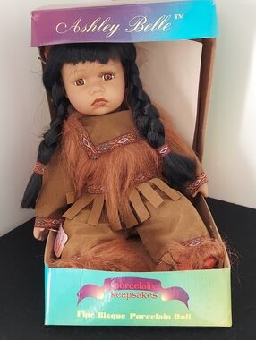 Ashley Belle Brown Porcelain Keepsake Doll - Decorative Home Accent
